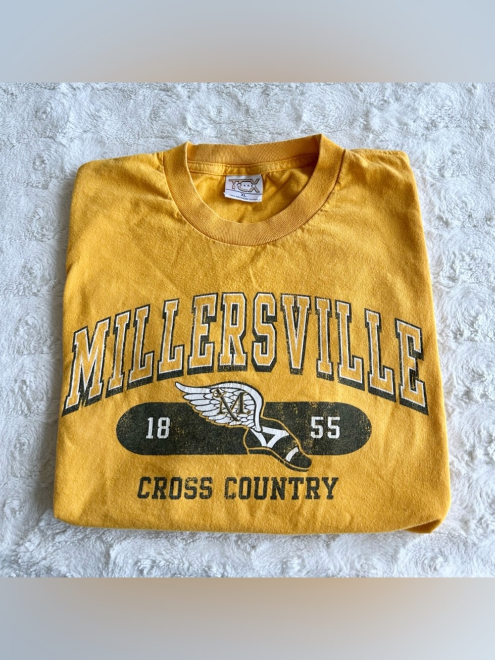 Vintage Millersville University Shirt Tee Mens XL Gold Cross Country XC MU Vtg